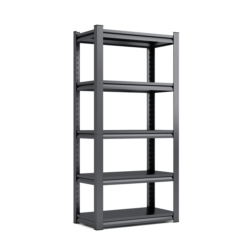 Industrial Heavy-Duty Metal Garage Shelving Unit 72'H 5-Tier Black Adjustable Storage Rack - Grand Goldman Shop