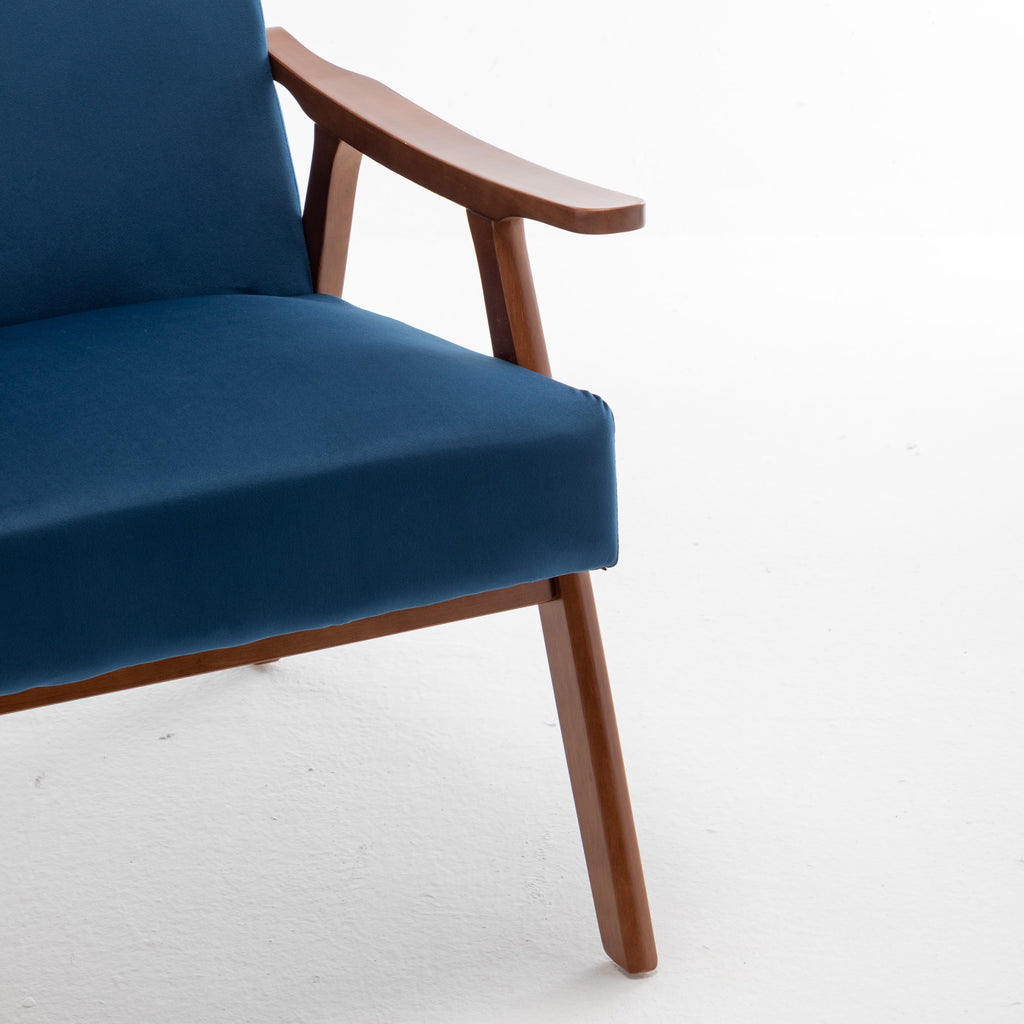 Mid-Century Modern Wingback Accent Chair with Solid Wood Frame and Extra-Thick Backrest – Lounge Chair for Living Room, Bedroom, or Reading Room - Grand Goldman Shop