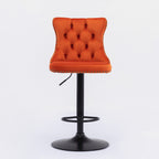 A&A Furniture,Swivel Velvet Barstools Adjusatble Seat Height from 25-33 Inch,17.7inch base, Modern Upholstered Bar Stools with Backs Comfortable Tufted for Home Pub and Kitchen Island,Orange,Set of 2 - Grand Goldman Shop