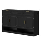 U-Style Farmhouse Sideboard with 3 Drawers & 4 Doors,59.1' Multi-Functional Storage Buffet with Adjustable Shelf and Open Storage Compartments, Suitable for Dining Room, Living Room, Entryway. - Grand Goldman Shop