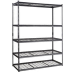Storage Shelving Unit, 5-Tier Adjustable, 2000 lbs Capacity, Heavy Duty Garage Shelves Metal Organizer Wire Rack, Black, 60' L x 24' W x 78' H for Kitchen Pantry Basement Bathroom Laundry Closet - Grand Goldman Shop