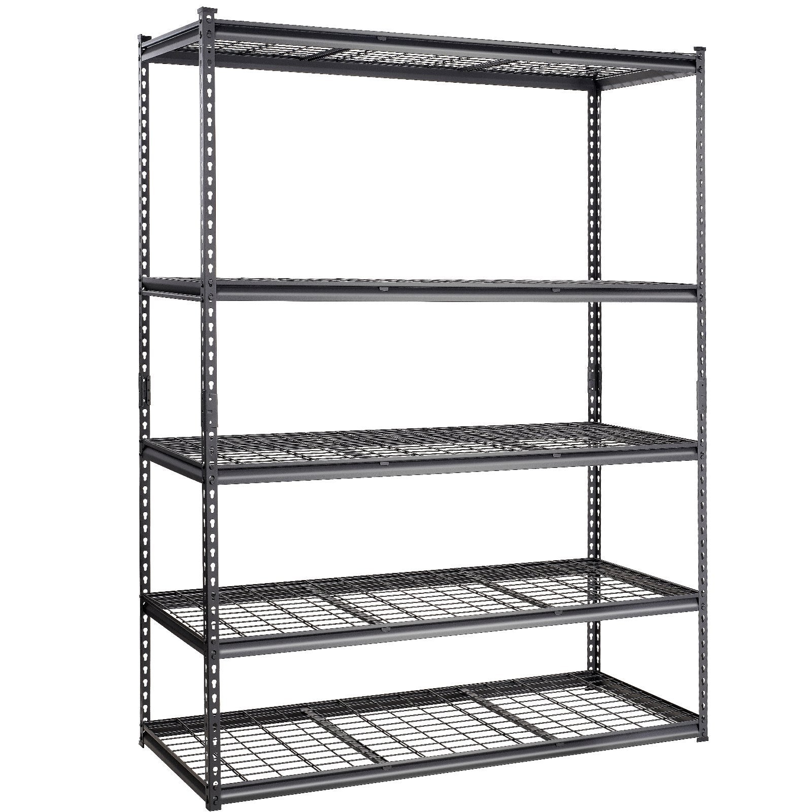 Storage Shelving Unit, 5-Tier Adjustable, 2000 lbs Capacity, Heavy Duty Garage Shelves Metal Organizer Wire Rack, Black, 60' L x 24' W x 78' H for Kitchen Pantry Basement Bathroom Laundry Closet - Grand Goldman Shop