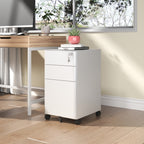 3-Drawer Mobile File Cabinet with Lock, All-Steel Metal Storage on Wheels, Two Shallow & One Deep Drawer for Office/Home, Ful