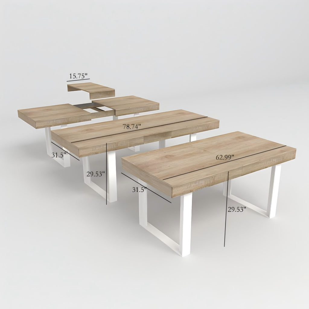 Extendable Dining Room Table for 6 8 10, Modern Farmhouse Wooden Kitchen Expanding Table, Long Large Expandable Dining Room Conference Table - Grand Goldman Shop