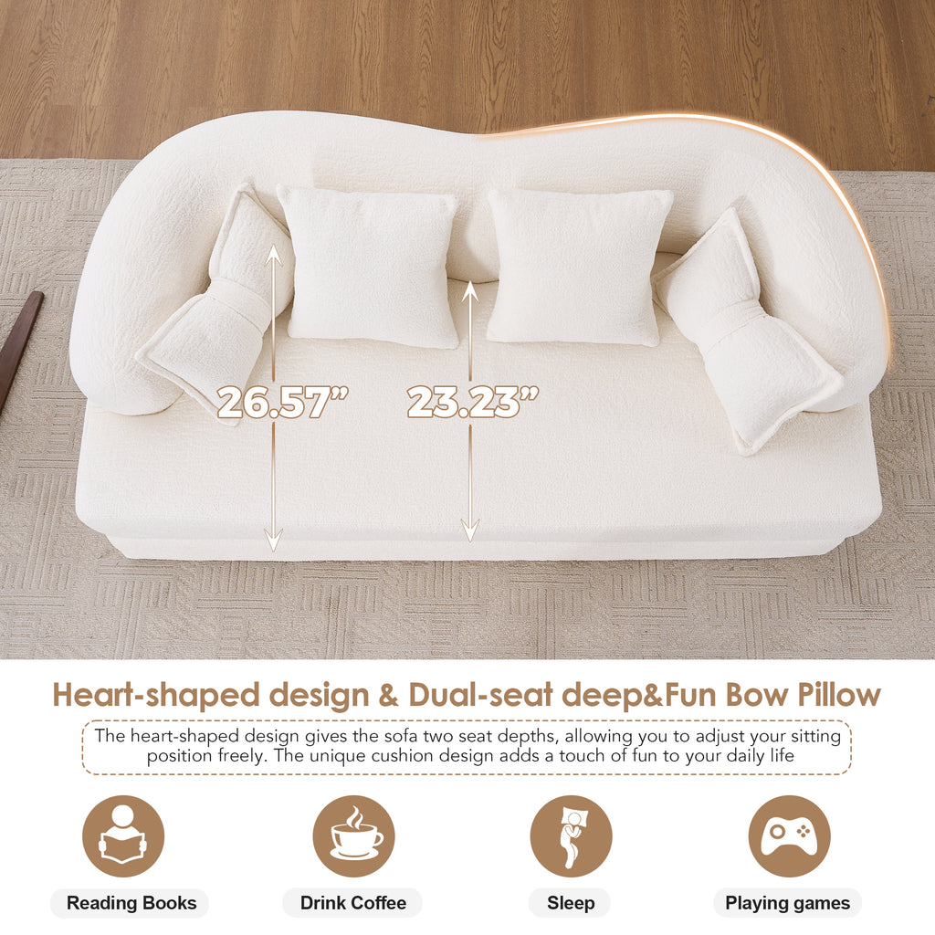 2-in-1 Foldable Sofa Bed,70 Inch Folding Boneless Couch Convertible Compressed Sleeper Sofabed, 4 Pillows for Living Room Apartment, Milk White - Grand Goldman Shop