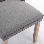 Nikki Collection Modern, High-end Tufted Solid Wood Contemporary Flax Upholstered Linen Dining Chair with Wood Legs Nailhead Trim 2-Pcs Set,Gray, SW6801GY - Grand Goldman Shop