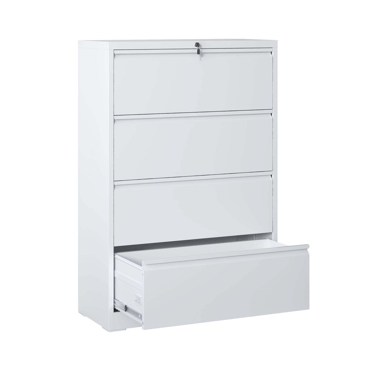4 Drawer Lateral File Cabinet, Heavy Duty Metal Filing Cabinet, 35.4 Inch Wide Locking File Cabinet for Home Office, Space-Sa