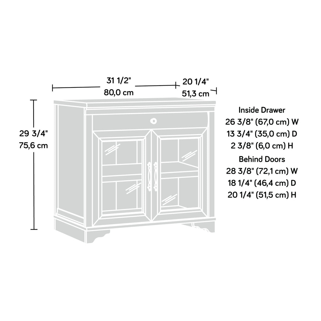 Library Base with 2 Glass Doors and Spacious Drawer, Brown finish | Premium Home Decor - Grand Goldman