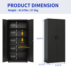 High Storage Cabinet with 2 Doors and 4 Partitions to Separate 5 Storage Spaces, Home/ Office Design - Grand Goldman
