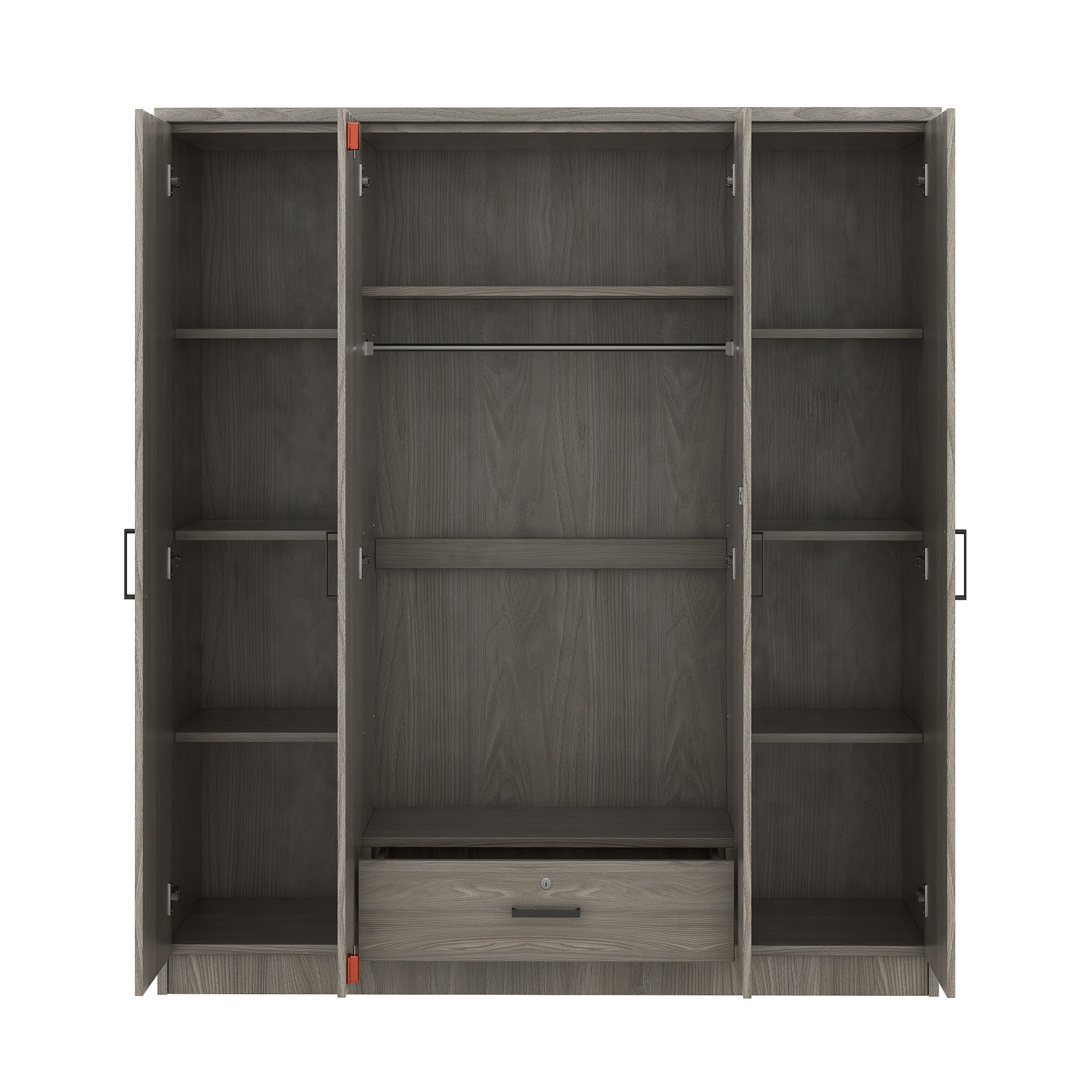 4-Door Wardrobe with 1 Drawer, Gray - Grand Goldman Shop
