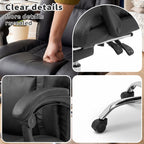 Executive Office Chair with Foot Rest, Adjustable Height High Back Reclining Gaming Chair in Black PU Leather with Metal & Wo