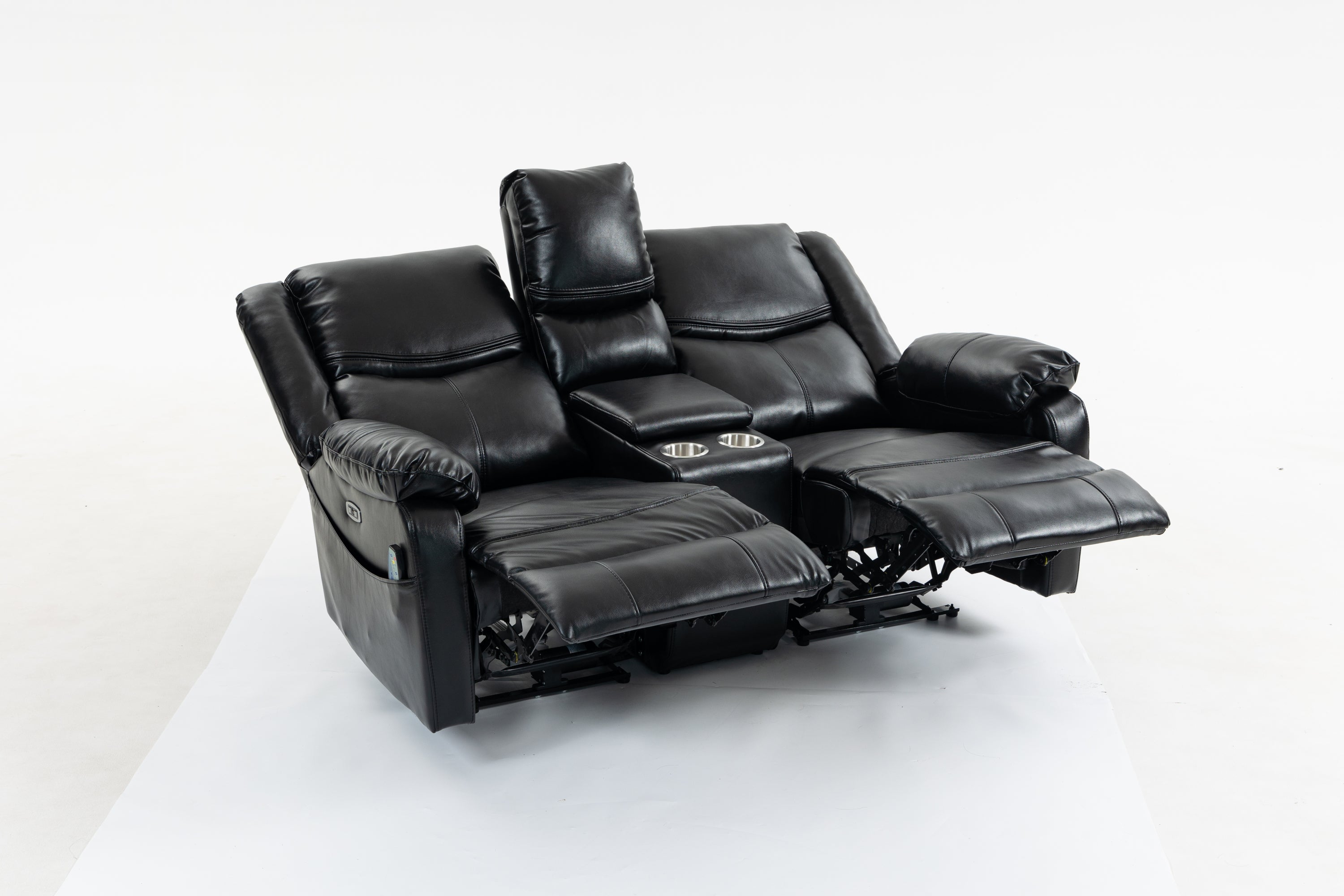 Artificial leather electric sofa bed, 2 lounge chairs, comfortable armrests and backrest lounge chairs, living room sofa set, with coffee table - Grand Goldman Shop