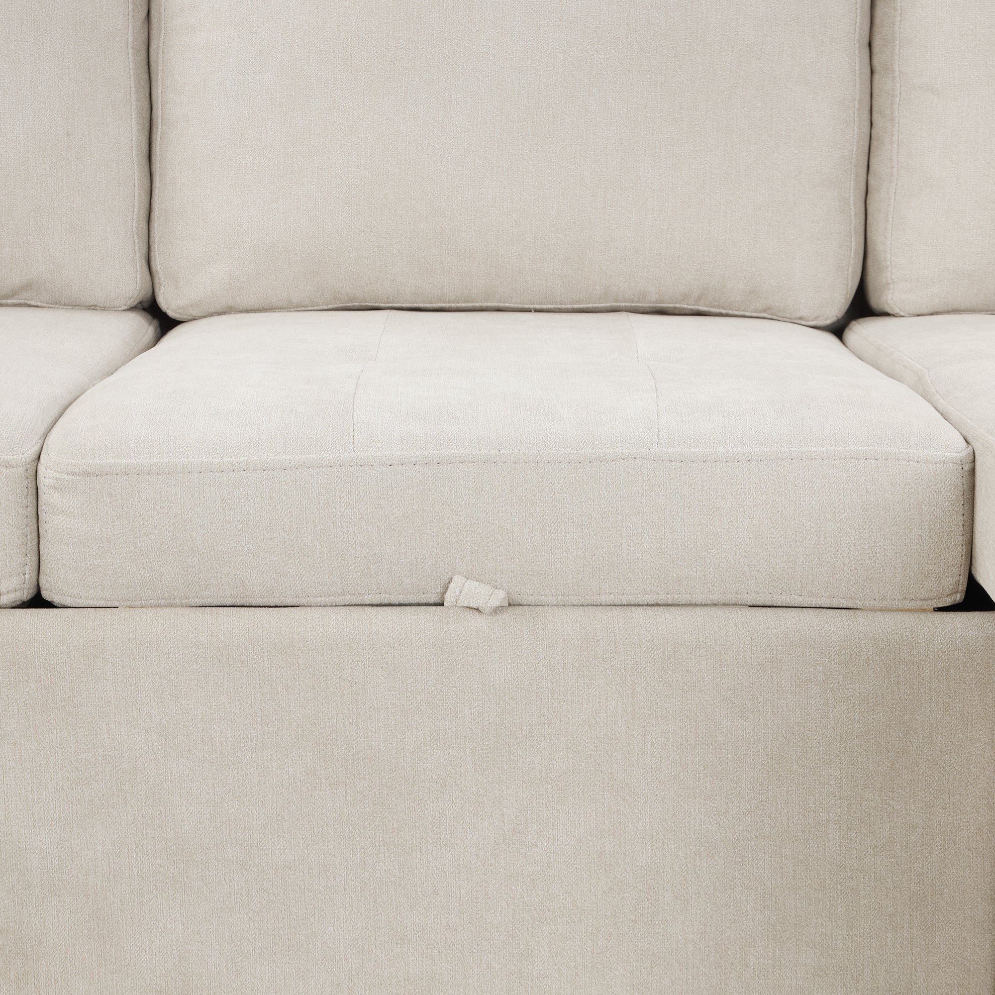Convertible L-shaped Beige Sofa Couch with Storage, Cup Holders, USB Ports, Chenille Fabric - Grand Goldman Shop