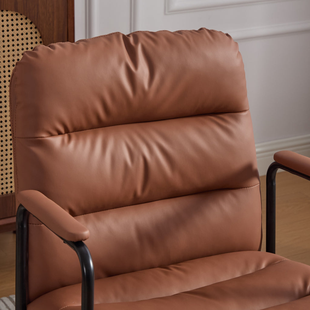 Office Chair,Mid Back Home Office Desk Task Chair with Wheels and Arms Ergonomic PU Leather Computer Rolling Swivel Chair wit