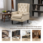Modern Accent Chair Lounge Chair with Sturdy Wood Legs in Camel PU Leather for Living Room and Bedroom - Grand Goldman Shop