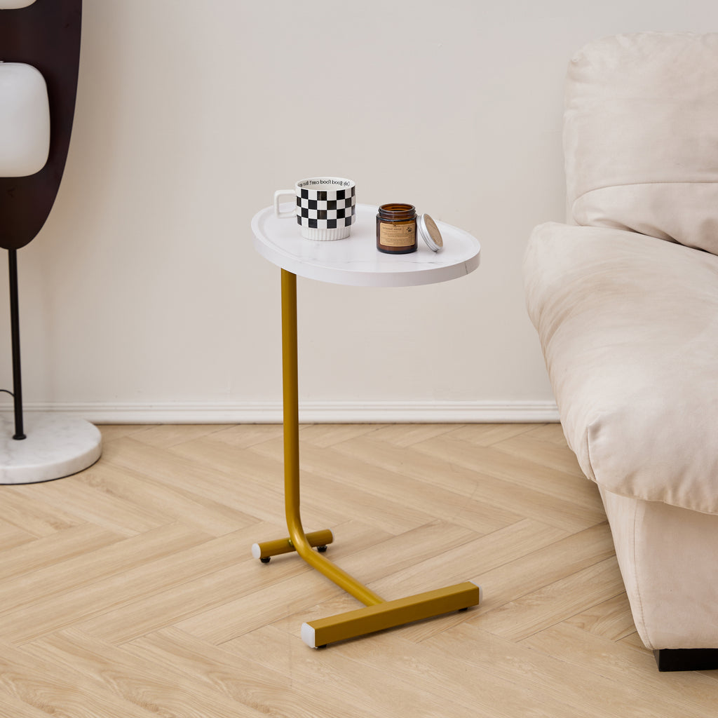 Modern White C-shaped Side Table Set, Versatile End Table for Couch and Bed, Compact Design for Small Spaces - Grand Goldman Shop
