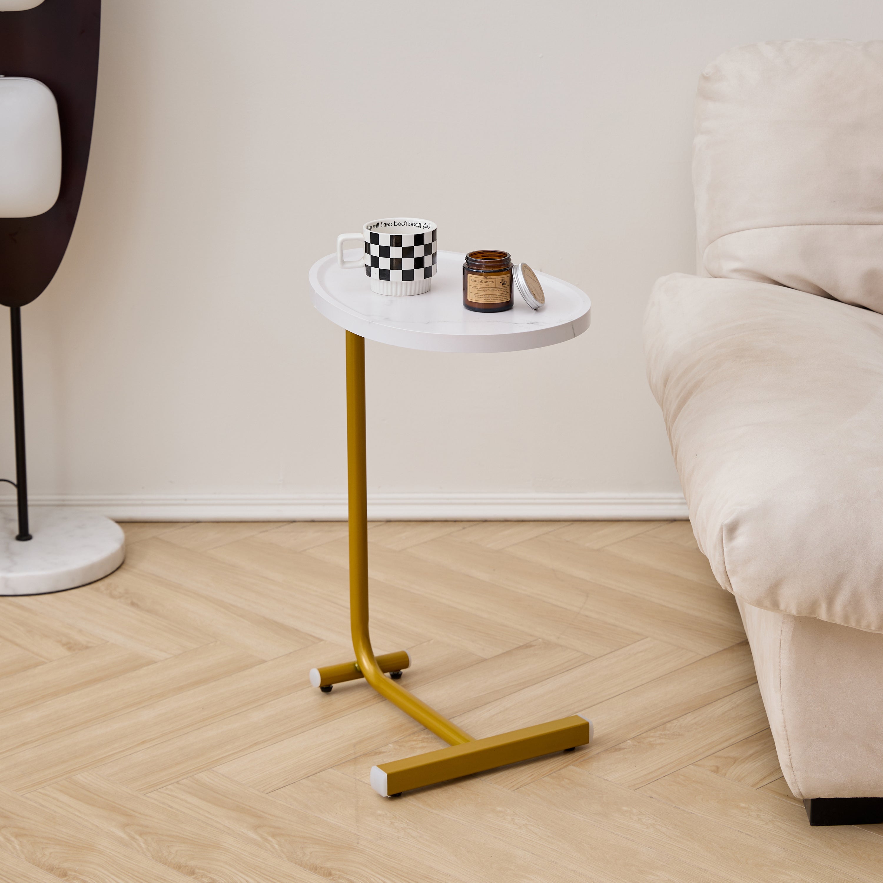 Modern White C-shaped Side Table Set, Versatile End Table for Couch and Bed, Compact Design for Small Spaces - Grand Goldman Shop