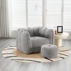 Soft Chenille Bean Bag Chair with High Resilient Foam for Living Room and Bedroom, Comfortable Square Lazy Sofa with Footstool for Adults - Grand Goldman Shop