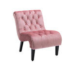 COOLMORE Modern Velvet Armless Accent Living Room Chair / Leisure Chair,Upholstered Fabric Button Comfortable Chair with Wooden Legs for Bedroom, Living Room, Office (Pink Velvet) - Grand Goldman Shop