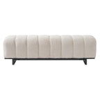Indoor Dining Bench, Beige Faux Fur Fabric Bench with Rubber Wood Legs , 250lbs, Comfortable Seating for Dining Room/Living Area - Grand Goldman Shop