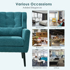 Modern Accent Chair Upholstered Foam Filled Living Room Chairs Comfy Reading Chair Mid Century Modern Chair with Chenille Fabric Lounge Arm Chairs Armchair for Living Room Bedroom (Teal) - Grand Goldman Shop