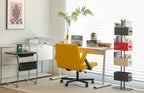 Modern Yellow Linen Criss Cross Armrest Office Chair with Wheels - Ergonomic Design for Home Office, Work & Study - Grand Gol