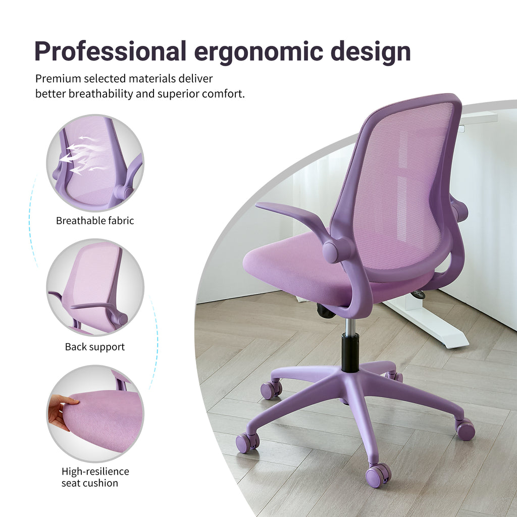 Ergonomic Color Office Chair 350LBS, Home Office, Mesh Back, Integrated Molded Foam, Comfortable Sitting, Flipping Armrest, F