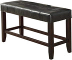 Counter Height 1pc Bench Dining Room Black Faux Leather Cushion Tufted Seat Wooden Base Comfort Seat Kitchen Dining - Grand Goldman Shop