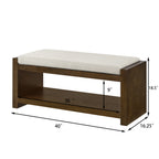 40' Accent Bench with Lower Shelf Shoe Rack, Padded Seating Bench for Living Room, Modern Compact Bed End Bench with Storage for Bedroom Seating, Removable Cushion,  40'W- Beige - Grand Goldman Shop