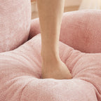 Cloud Sectional L-Shaped Couch With Ottoman,Soft Chenille Fabric,Quilted Pleated Design High-Density Foam,Fits Bedrooms Living Rooms Reading Nooks,Pink - Grand Goldman Shop