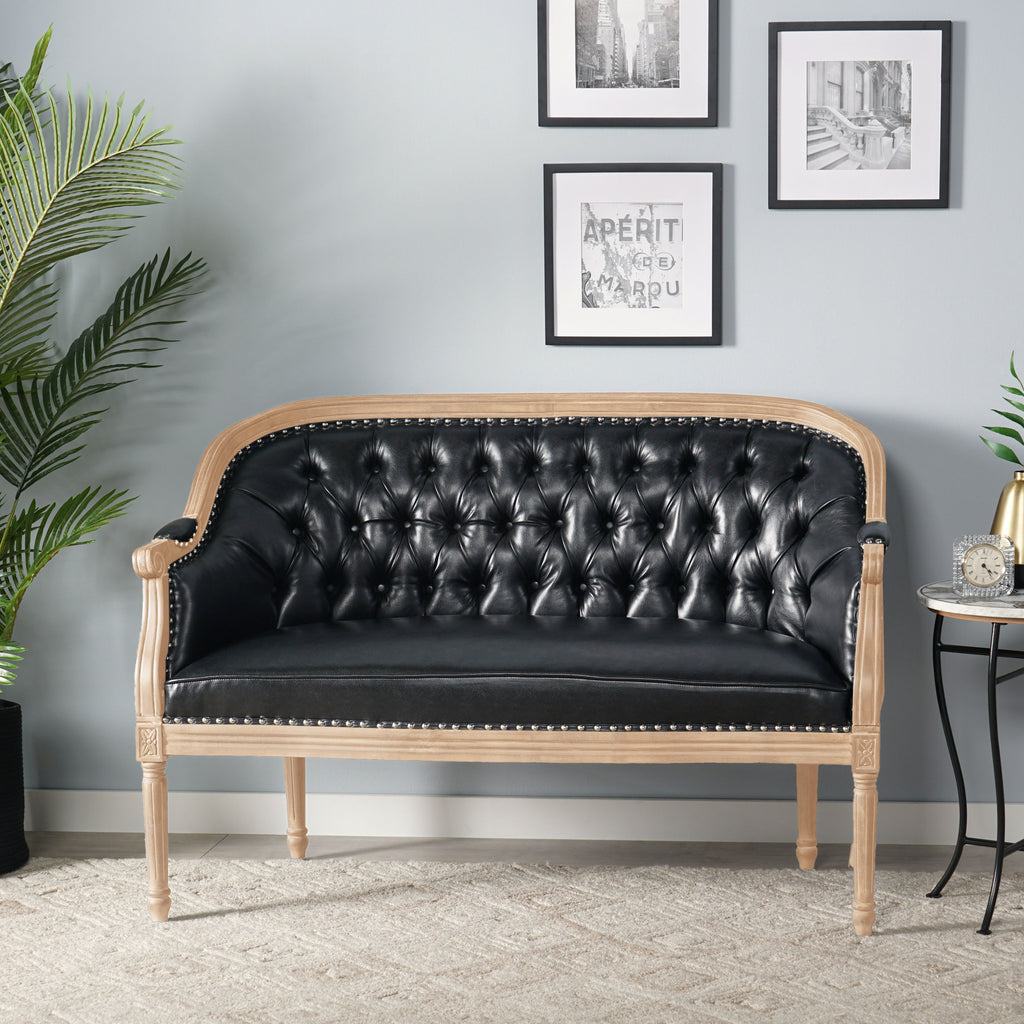 French Country Chesterfield Style Tufted Loveseat - Grand Goldman Shop