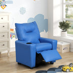 PVC Fabric Kids Recliner Chair with Cupholder, Blue - Grand Goldman