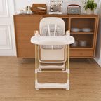 Convertible Baby High Chair to Rocker with 5-Point Harness, Foldable Infant Feeding Chair in White with Removable 2-Tier Easy