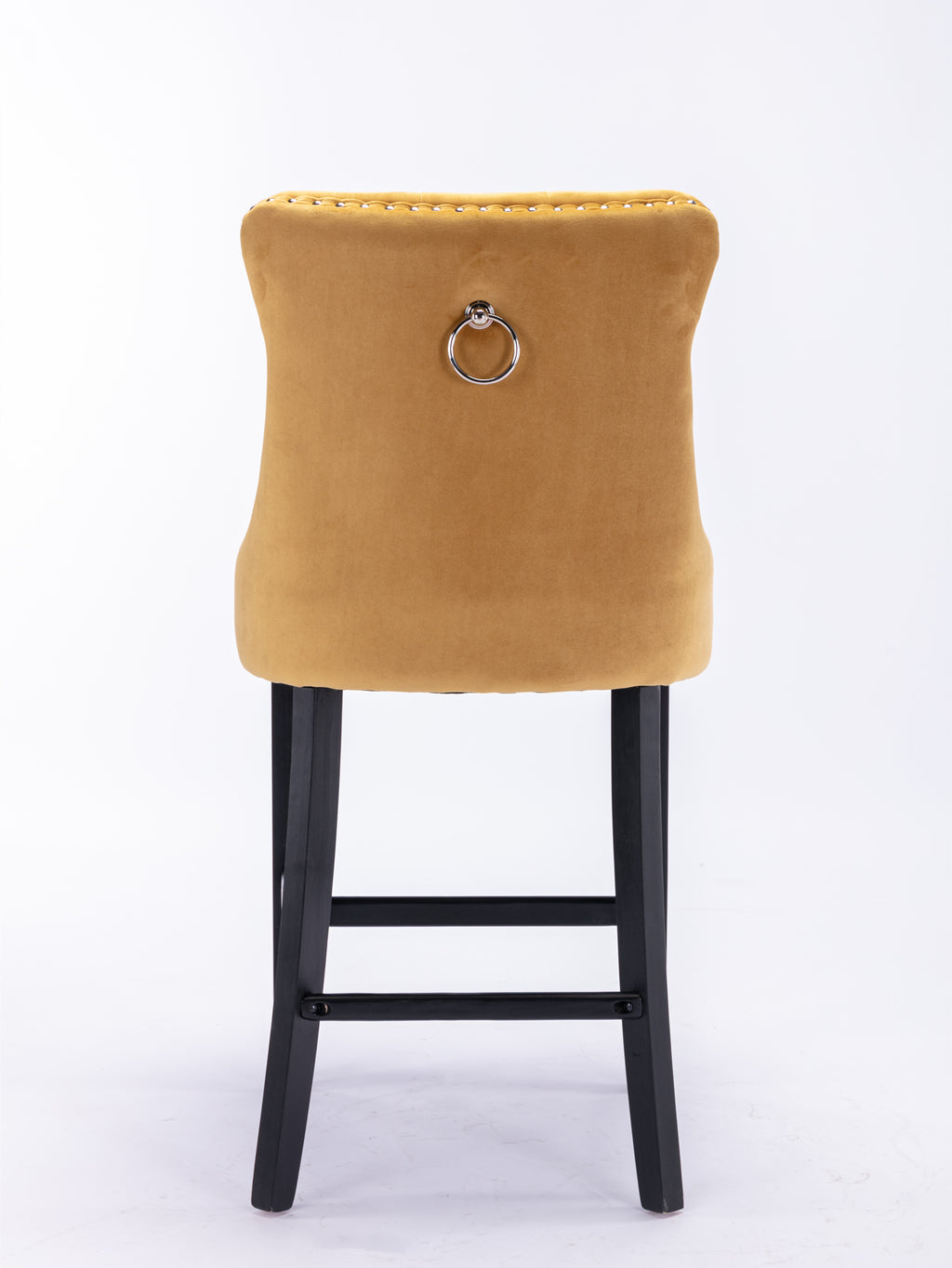 Contemporary Velvet Upholstered Barstools with Button Tufted Decoration and Wooden Legs, and Chrome Nailhead Trim, Leisure Style Bar Chairs,Bar stools, Set of 2 (Golden),SW2002GL - Grand Goldman Shop