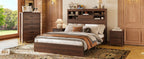 4PCS Bedroom Sets, Wooden Queen Size Bed Frame with Storage Headboard and Charging Station, 2 Nightstands with 2 Drawers, 1 Dresser with 5 Drawers, Walnut(old SKU HL000102AAD) - Grand Goldman Shop