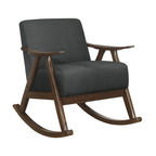Modern Home Furniture 1pc Rocking Chair Dark Gray Fabric Upholstered Dark Walnut Finish Wood Cushion Seat and Back - Grand Goldman Shop