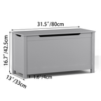 Kids Wooden Toy Box Storage with Safety Hinged Lid for Ages 2+ (Gray) - Grand Goldman