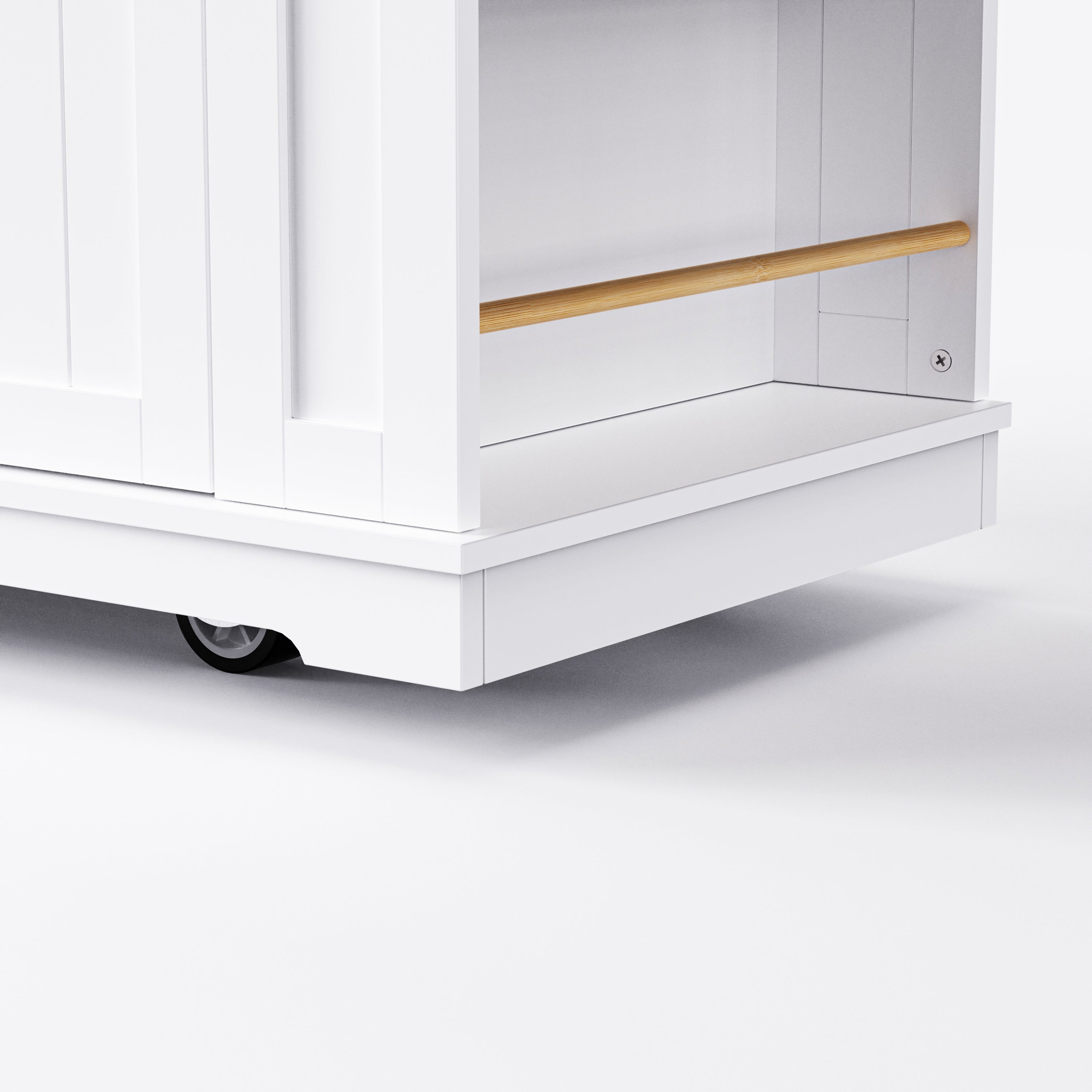 K&K 53inch Large Kitchen Island with Drop Leaf,Power Outlet,Door Internal Storage Rack,Rolling Kitchen Cart on 5 Wheels with 5 Open Side Racks for Kitchen,White (Two Packages)(Stools not included) - Grand Goldman Shop