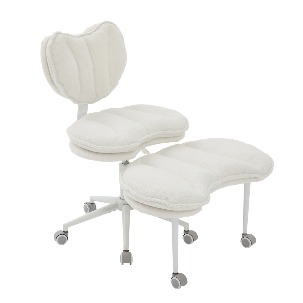 Meditation Chair Plus, Teddy Fleece Double-Layer Padding Cross Legged Rolling Chair for ADHD, Criss Cross Desk Chair with Lum