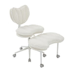 Meditation Chair Plus, Teddy Fleece Double-Layer Padding Cross Legged Rolling Chair for ADHD, Criss Cross Desk Chair with Lum