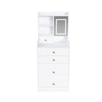 3-in-1 Dressing Table with LED Mirror & Storage Stool, Compact Makeup Vanity, White MDF, 50.39x19.69x15.75 inches - Grand Goldman Shop