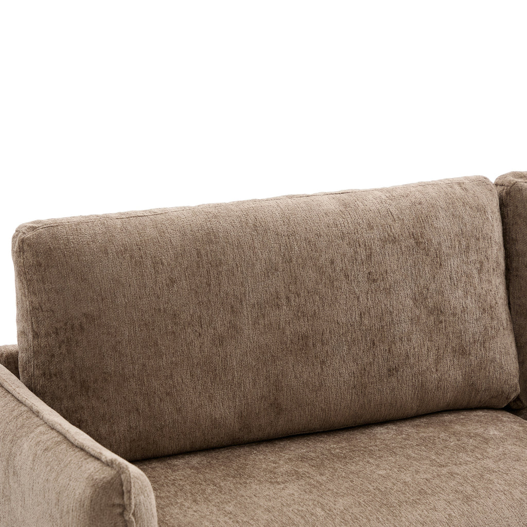 Modern Style Loveseat Sofa 75.75' with Spacious Seating, Brown Chenille Upholstery, Rubber Wood Legs, 2-Seater Couch - Grand Goldman Shop