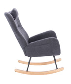 Teddy Upholstered Nursery Rocking Chair for Living Room Bedroom(DARK GREY Teddy) - Grand Goldman Shop