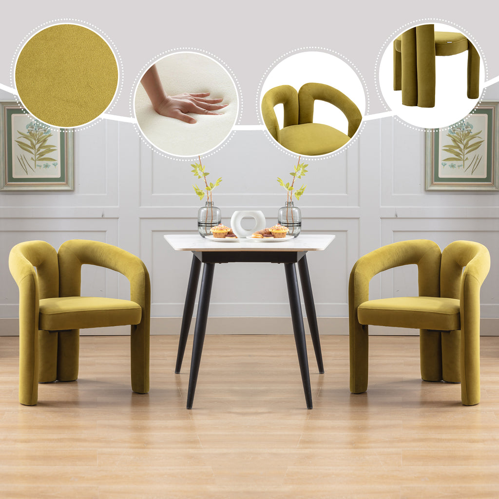Contemporary Designed Velvet Fabric Upholstered Accent/Dining Chair /Barrel Side Chairs Kitchen Armchair for Living Room set of 2 (Olive Velvet) - Grand Goldman Shop