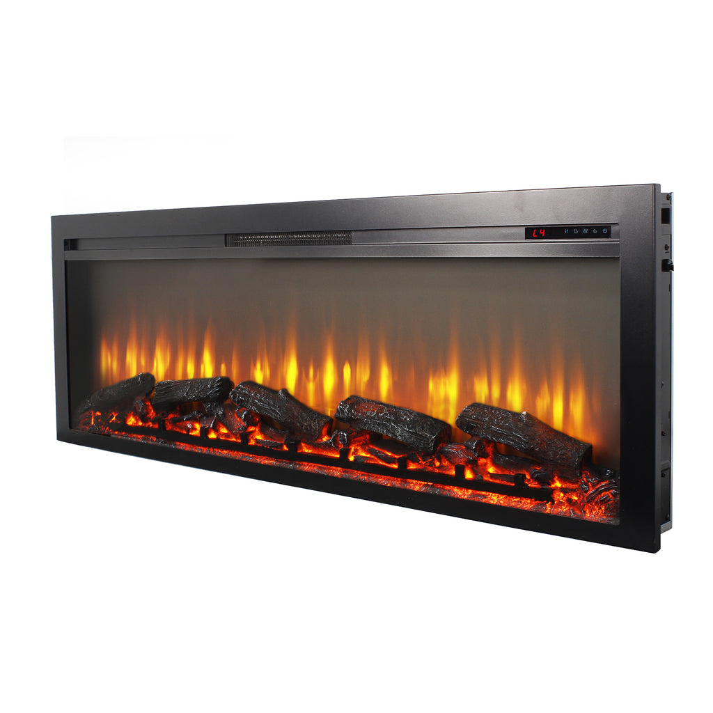 54 inch in wall recessed electric fireplace with remote and multi color flame & emberbed - Grand Goldman Shop