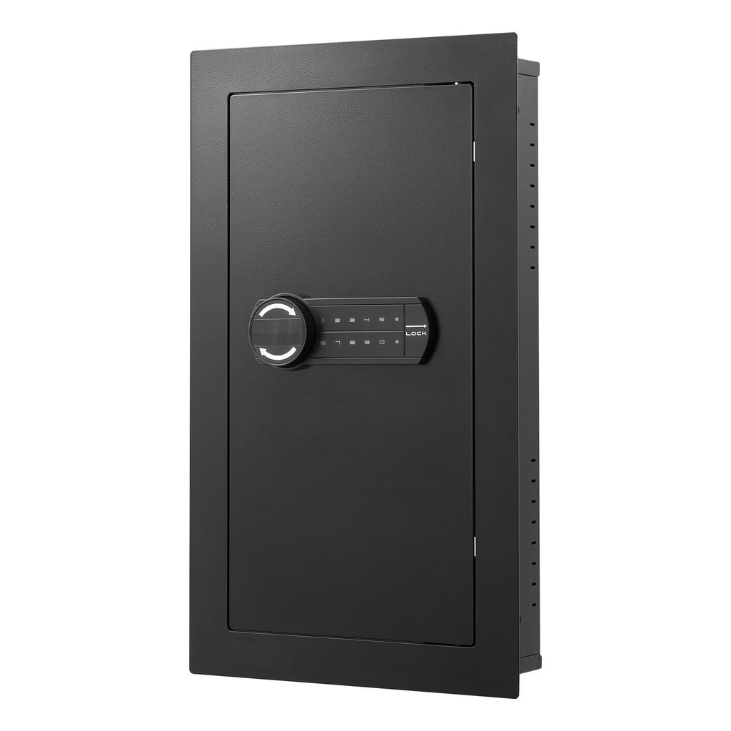 Wall Safe, 3-Tier Hidden Wall Mounted Safe with Password & Key, Q235 Cold-Rolled Steel In-Wall Box with LED Lighting, 2 Adjus