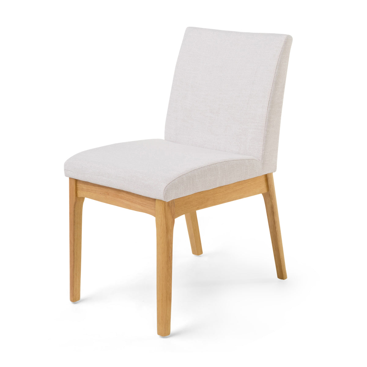 Contemporary Dining Chair Set of 2 with Upholstered Fabric and Rubberwood Legs in Light Beige - Grand Goldman Shop