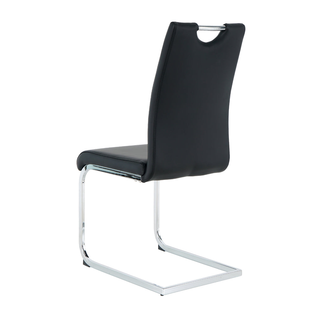 Modern Dining Chairs with Faux Leather Padded Seat Dining Living Room Chairs Upholstered Chair with Chrome Metal Legs Design for Kitchen, Living, Bedroom, Dining Room Side Chairs Set of 4 - Grand Goldman Shop