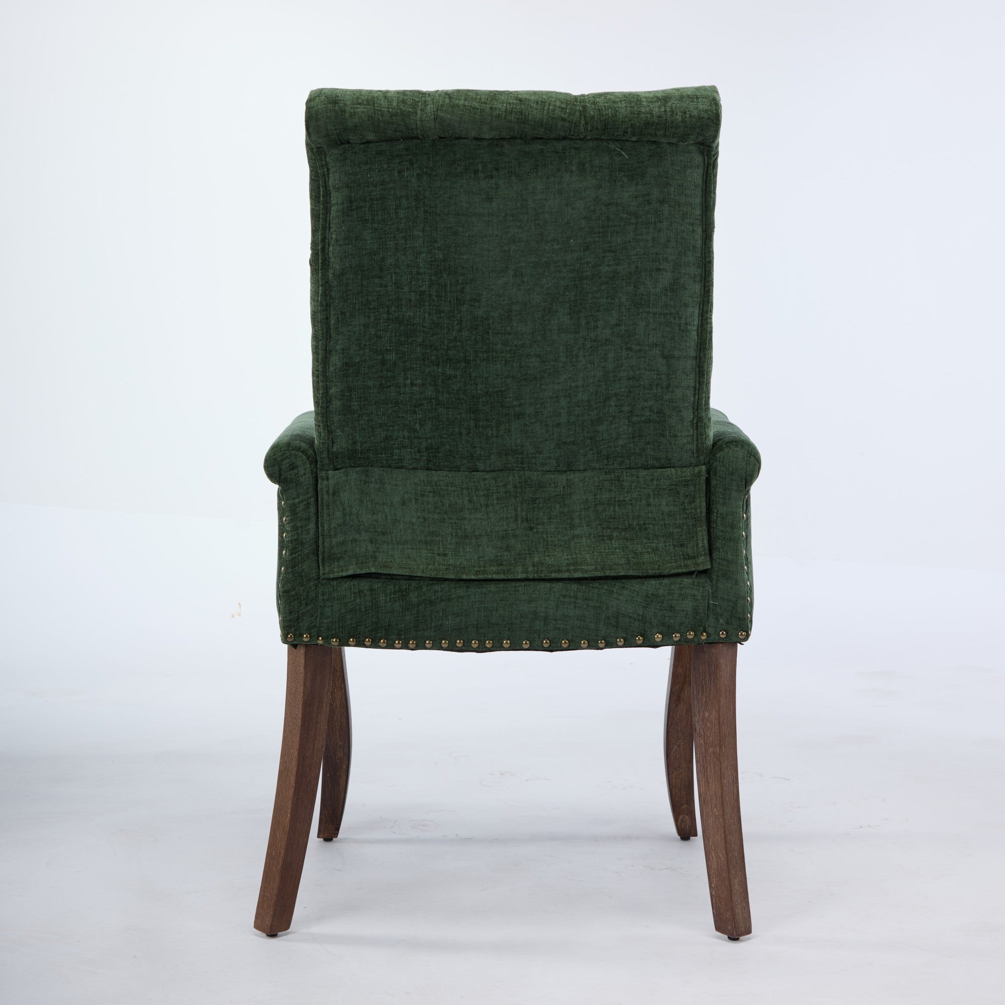 Upholstered Chenille Fabric Accent Dining Chair, Curved Solid Wood Legs, Elegant Tufted Club Dining Room Kitchen Room Arm Dining Chair, Single Pack,Olive Green,SW1895OL - Grand Goldman Shop