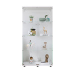 Two-door Glass Display Cabinet 4 Shelves with Door, Floor Standing Curio Bookshelf for Living Room Bedroom Office, 64.7'*31.7